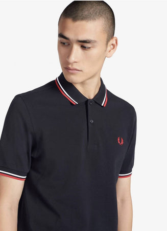 Fred Perry Polo Con Doppia Riga Uomo Slim Fit Polo Maniche Corte Con Colletto