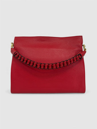 DOPPIASE Borsa Treccia Grande in vera pelle Dollaro Made in Italy 30x25x13cm