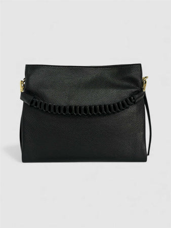 DOPPIASE Borsa Treccia Grande in vera pelle Dollaro Made in Italy 30x25x13cm