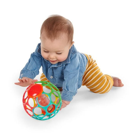 BRIGHT STARS Oball Easy-Grip Rain Stick, giocattolo per neonati senza BPA, rosso, giallo, verde e blu