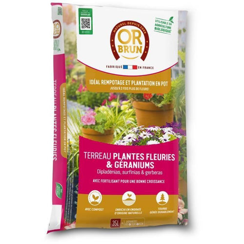 Terriccio per piante da fiore e gerani - OR MARRONE - OBRTGER35N - 35 L