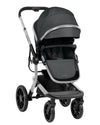 KIKKABOO Trio Completo IRENE, colore DARK GREY composto da Culla Navicella + Seggiolino Auto i-Size (40-87 cm) + Passeggino