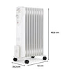 Radiatore del bagno di olio elettrico - 2000 watt - oceanico - 3 poteri - 9 elementi - mobile - bianco
