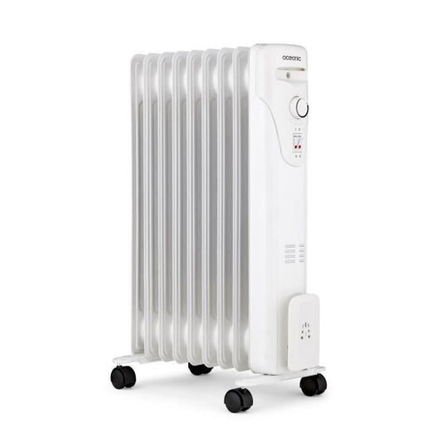 Radiatore del bagno di olio elettrico - 2000 watt - oceanico - 3 poteri - 9 elementi - mobile - bianco