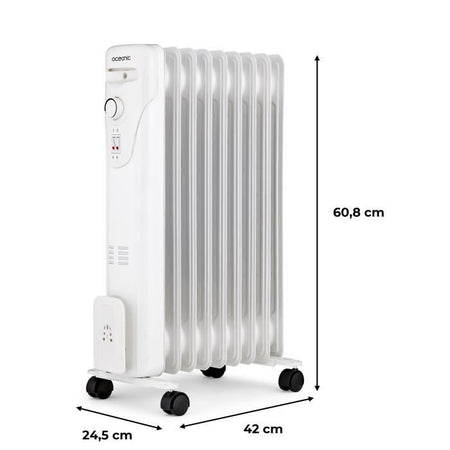 Radiatore del bagno di olio elettrico - 2000 watt - oceanico - 3 poteri - 9 elementi - mobile - bianco