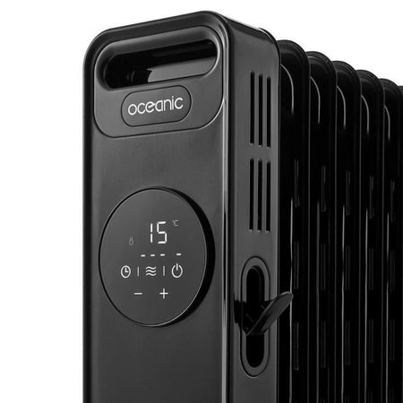 Radiatore elettrico a bagno d'olio 2000W OCEANIC - 3 potenze - Termostato elettronico - Telecomando - Mobile - Nero