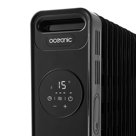 Radiatore elettrico a bagno d'olio 2500W OCEANIC - 3 potenze - Termostato elettronico - Telecomando - Mobile - Nero