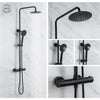 OCEANIC Colonna doccia - Miscelatore termostatico - Testa tonda alta diametro 20 cm - Nero opaco