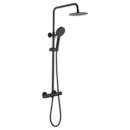 OCEANIC Colonna doccia - Miscelatore termostatico - Testa tonda alta diametro 20 cm - Nero opaco
