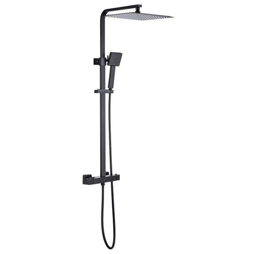 Colonna doccia OCEANIC - Miscelatore termostatico corpo freddo - Soffione doccia alto quadrato 30x30 cm - Nero opaco