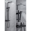 Colonna doccia OCEANIC - Miscelatore termostatico corpo freddo - Soffione doccia alto quadrato 30x30 cm - Nero opaco