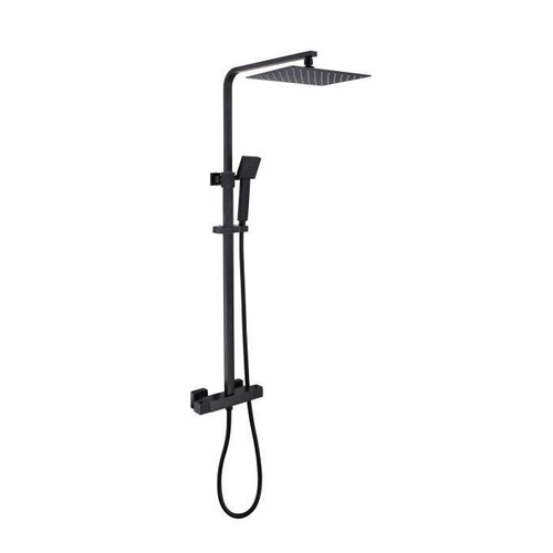 OCEANIC Colonna doccia - Miscelatore termostatico - Soffione rettangolare alto 30x20 cm - Nero opaco