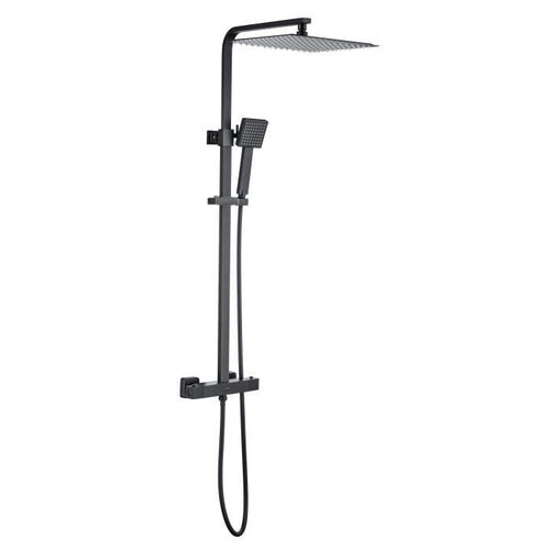Colonna doccia OCEANIC - Miscelatore termostatico - Testa quadrata alta 30x30 cm - Nero opaco