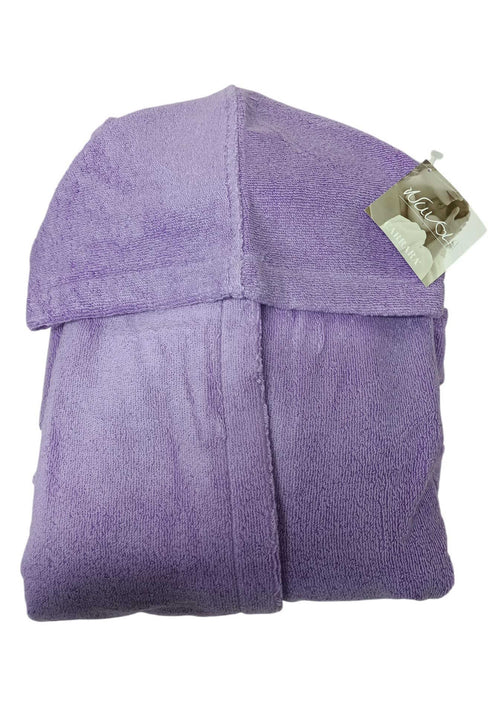 Accappatoio Nuvola taglia L Mirabello Carrara in spugna di cotone 450 gr/mq, con cappuccio, tasche e cintura, extra soffice, Made in Italy.
