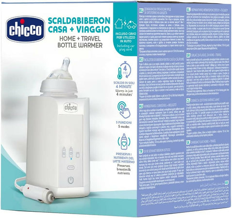 CHICCO Scaldabiberon Portatile da Viaggio e Scalda Pappa con 3 Programmi e Spegnimento Automatico, Scalda in Modo Graduale, Anche per Vasetti e Latte Materno, Mantiene il Calore, 220W, Bianco