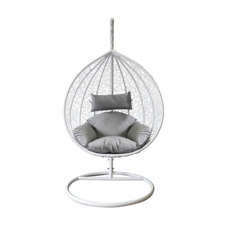 Poltrona a dondolo sospesa "Amirantes" per giardino e veranda in rattan con cuscino
