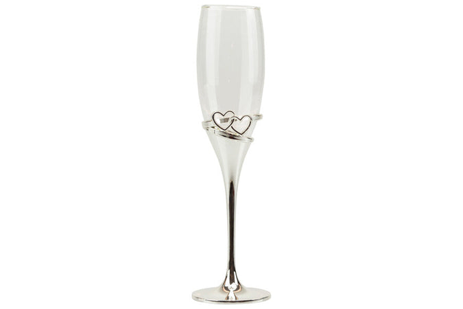 Matrimonio Harmony Coppia flut silver con doppio cuore Porcellana