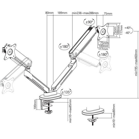 Braccio doppio snodato - OPLITE - MT10 - Nero