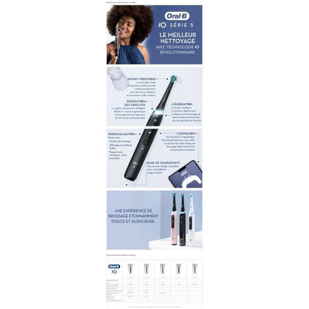 Oral-B iO 5 Confezione da 2, spazzolini elettrici bianchi e neri, 2 testine