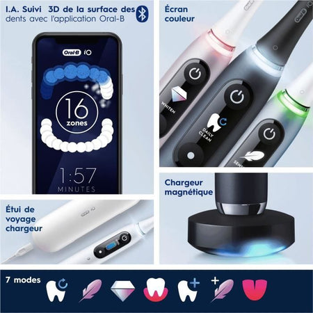 Oral -B IO 9 - Brama Black Electric Denti - Bluetooth Connected, 1 Brush, 1 Caricatore di viaggio, 1 busta magnetica