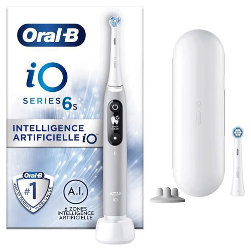 Oral-B iO 6S Spazzolino elettrico connesso Bluetooth grigio, 2 testine, 1 custodia da viaggio