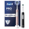 Oral-B Pro Series 1 Confezione da due spazzolini elettrici rosa e neri, 2 testine, progettati da Braun
