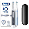 Oral-B iO 3 Confezione da 2, Spazzolini Elettrici Neri e Blu, 2 Testine, 1 Custodia da Viaggio