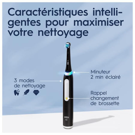 Oral-B iO 3 Confezione da 2, Spazzolini Elettrici Neri e Blu, 2 Testine, 1 Custodia da Viaggio