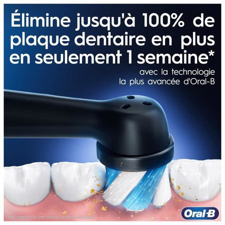 Oral-B iO 3 Confezione da 2, Spazzolini Elettrici Neri e Blu, 2 Testine, 1 Custodia da Viaggio