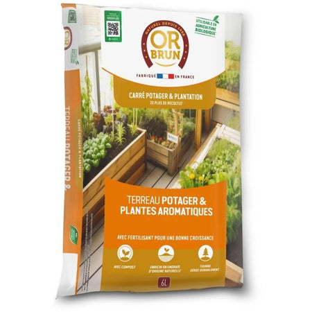 Terriccio per ortaggi e piante aromatiche - OR BRUN - OBRTARO6U - 6L - Crescita rapida