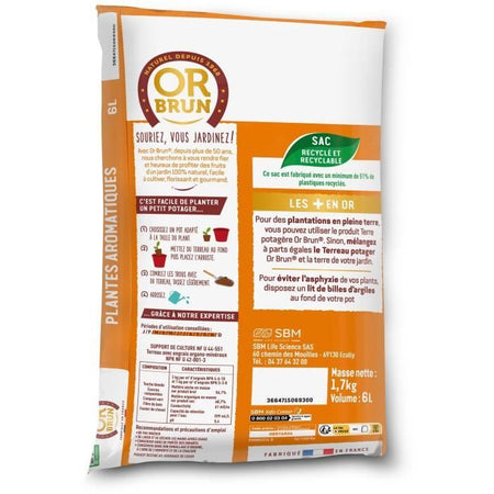 Terriccio per ortaggi e piante aromatiche - OR BRUN - OBRTARO6U - 6L - Crescita rapida