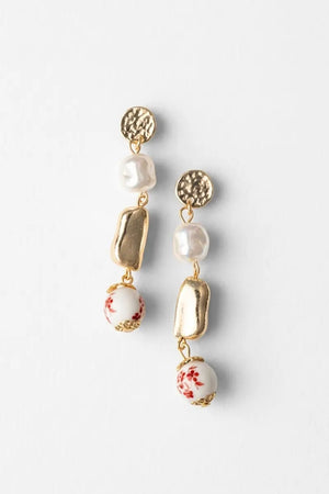 Orecchini pendenti con perla in ceramica | MYA ACCESSORIES
