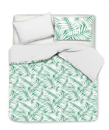 Set Copripiumino federe bifaccia Doubleface parure Copripiumino Stampa Digitale Cotone Made in Italy FELCI/BIANCO