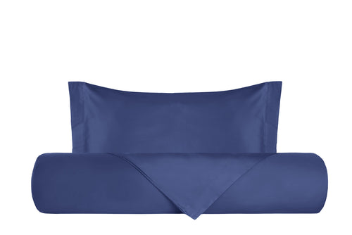Parure Copripiumino in Raso di puro cotone Blu - Vanita di raso