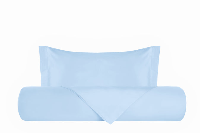 Parure Copripiumino in Raso di puro cotone Azzurro - Vanita di raso