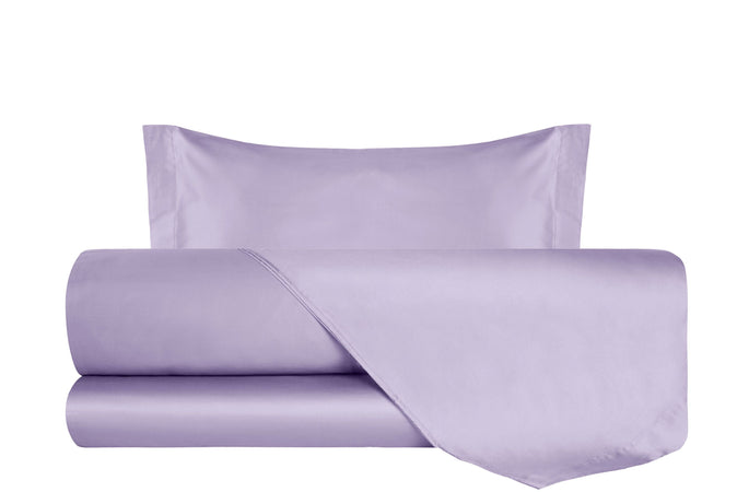 Completo Letto in Raso di puro cotone Lilla - Vanita di raso