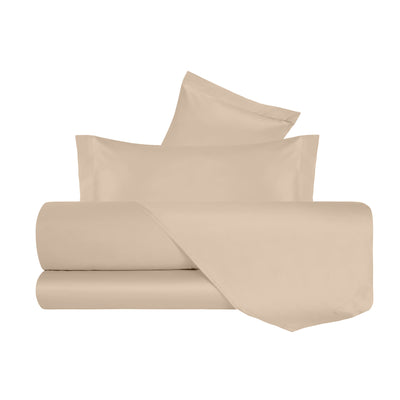 Completo Letto in Raso di puro cotone Sabbia - Vanita di raso