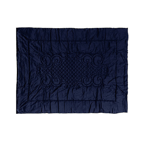 Plaid Arredo 140 x 180 cm in Raso di puro cotone Blu Notte - Vanita di raso