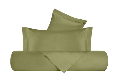 Parure Copripiumino in Raso di puro cotone Verde Oliva - Vanita di raso