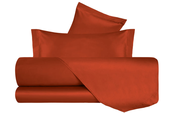 Completo Letto in Raso di puro cotone Ruggine