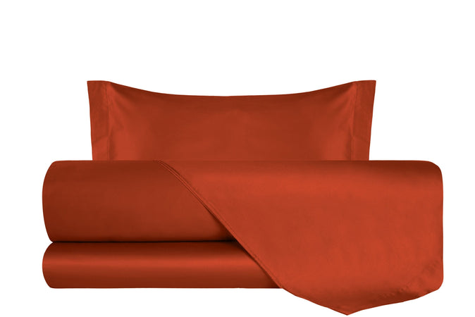 Completo Letto in Raso di puro cotone Ruggine
