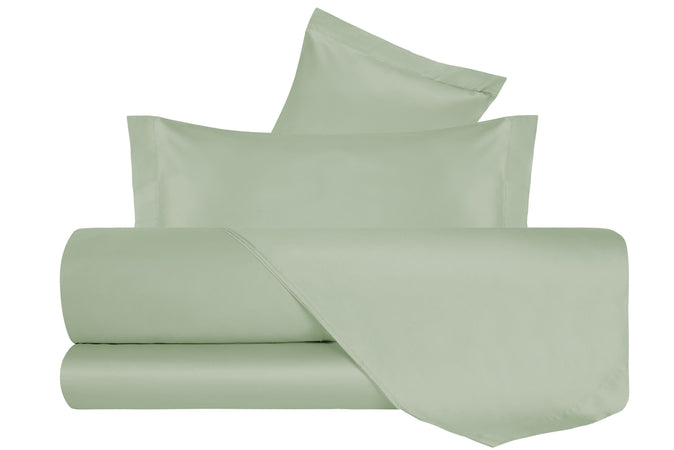 Completo Copripiumino in Raso di puro cotone Verde Chiaro - Vanita di raso