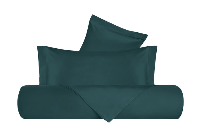 Parure Copripiumino in Raso di puro cotone Verde Smeraldo