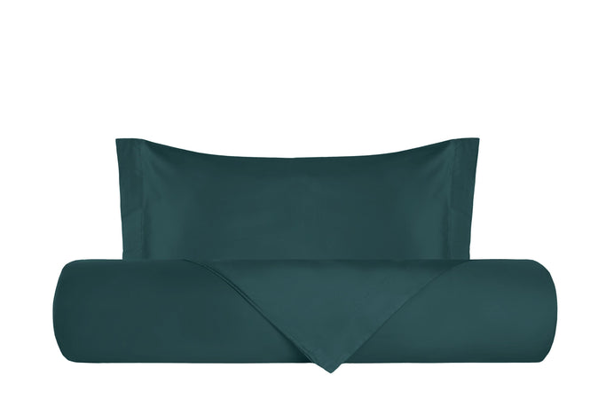 Parure Copripiumino in Raso di puro cotone Verde Smeraldo
