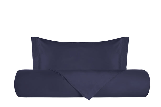 Parure Copripiumino in Raso di puro cotone Blu Notte - Vanita di raso