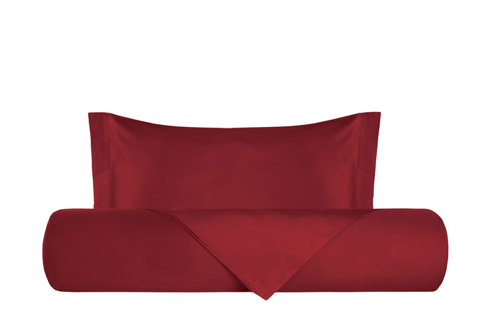 Parure Copripiumino in Raso di puro cotone Bordeaux - Vanita di raso