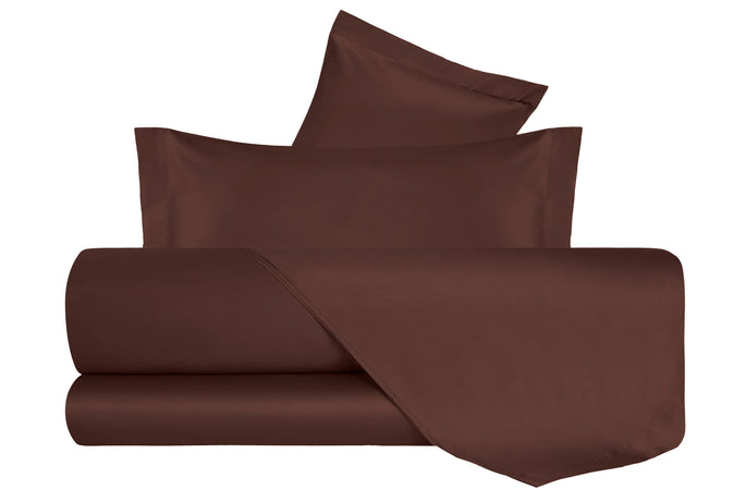 Completo Letto in Raso di puro cotone Cacao