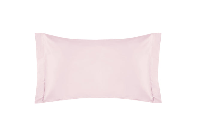 Coppia di federe a 2 volani  in Raso di puro cotone Rosa