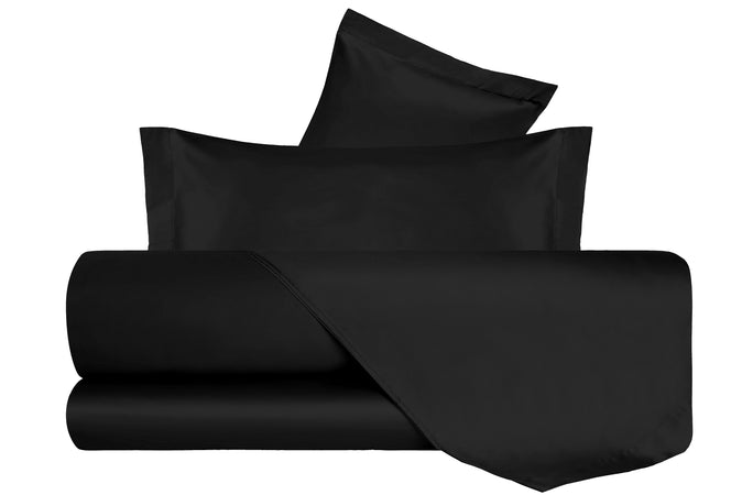 Completo Copripiumino in Raso di puro cotone Nero