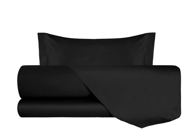 Completo Letto in Raso di puro cotone Nero - Vanita di raso